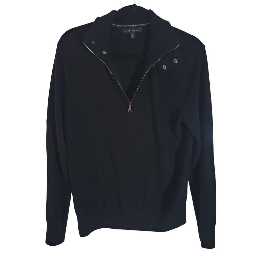 Banana Republic Size	M Merino Wool Blend Half Zip Button Collar Pullover Sweater